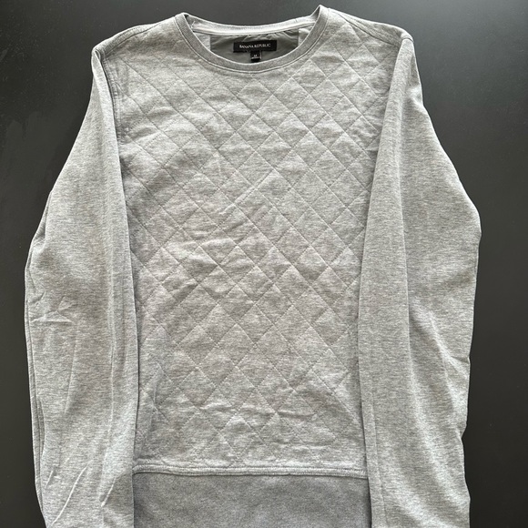 Banana Republic Gray Crewneck Sweater | Quilted Pattern - Picture 1 of 1
